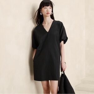 Banana Republic Linen/Cotton Black Dress